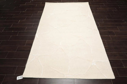 5' x8' Hand Tufted Hand Made Wool and Silk Designer Traditional  Oriental Area Rug Tone On Tone,Ivory Color