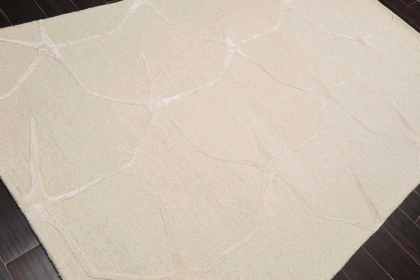 5' x8' Hand Tufted Hand Made Wool and Silk Designer Traditional  Oriental Area Rug Tone On Tone,Ivory Color
