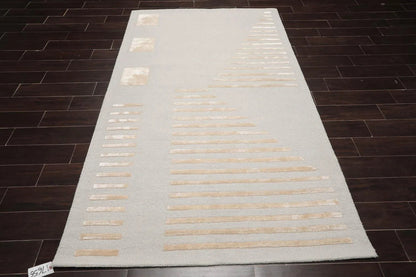 5'x7' Hand Tufted Hand Made 100% Wool Designer Modern & Contemporary  Oriental Area Rug Tone On Tone,Gray Color