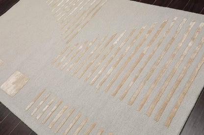 5'x7' Hand Tufted Hand Made 100% Wool Designer Modern & Contemporary  Oriental Area Rug Tone On Tone,Gray Color