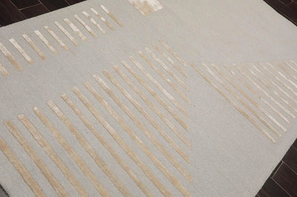 5'x7' Hand Tufted Hand Made 100% Wool Designer Modern & Contemporary  Oriental Area Rug Tone On Tone,Gray Color