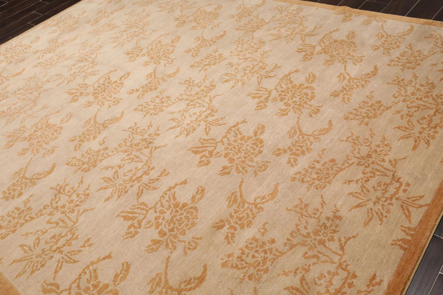 8'1'' x 10'5'' Hand Knotted Tibetan 100% Wool Floral Oriental Area Rug Taupe