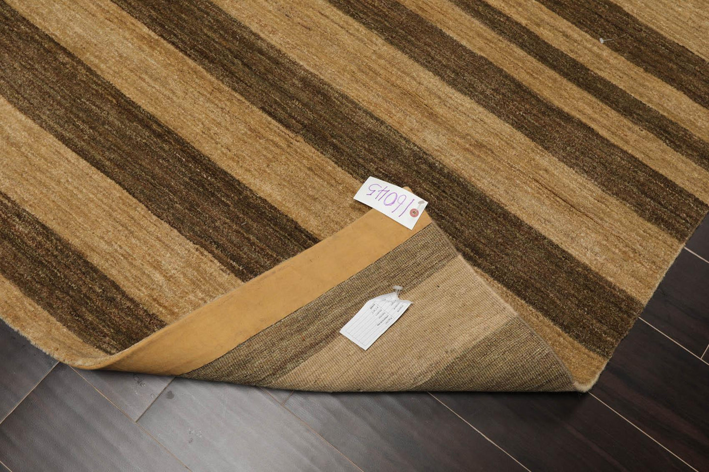 4'1" x 6'1" Hand Knotted 100% Wool Peshawar Striped Modern Area Rug Gold Brown