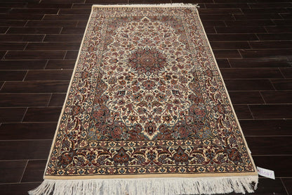 4'7" x 5'7"' Hand Knotted 100% Wool 300 KPSI Pak Persian Area Rug Ivory, Taupe