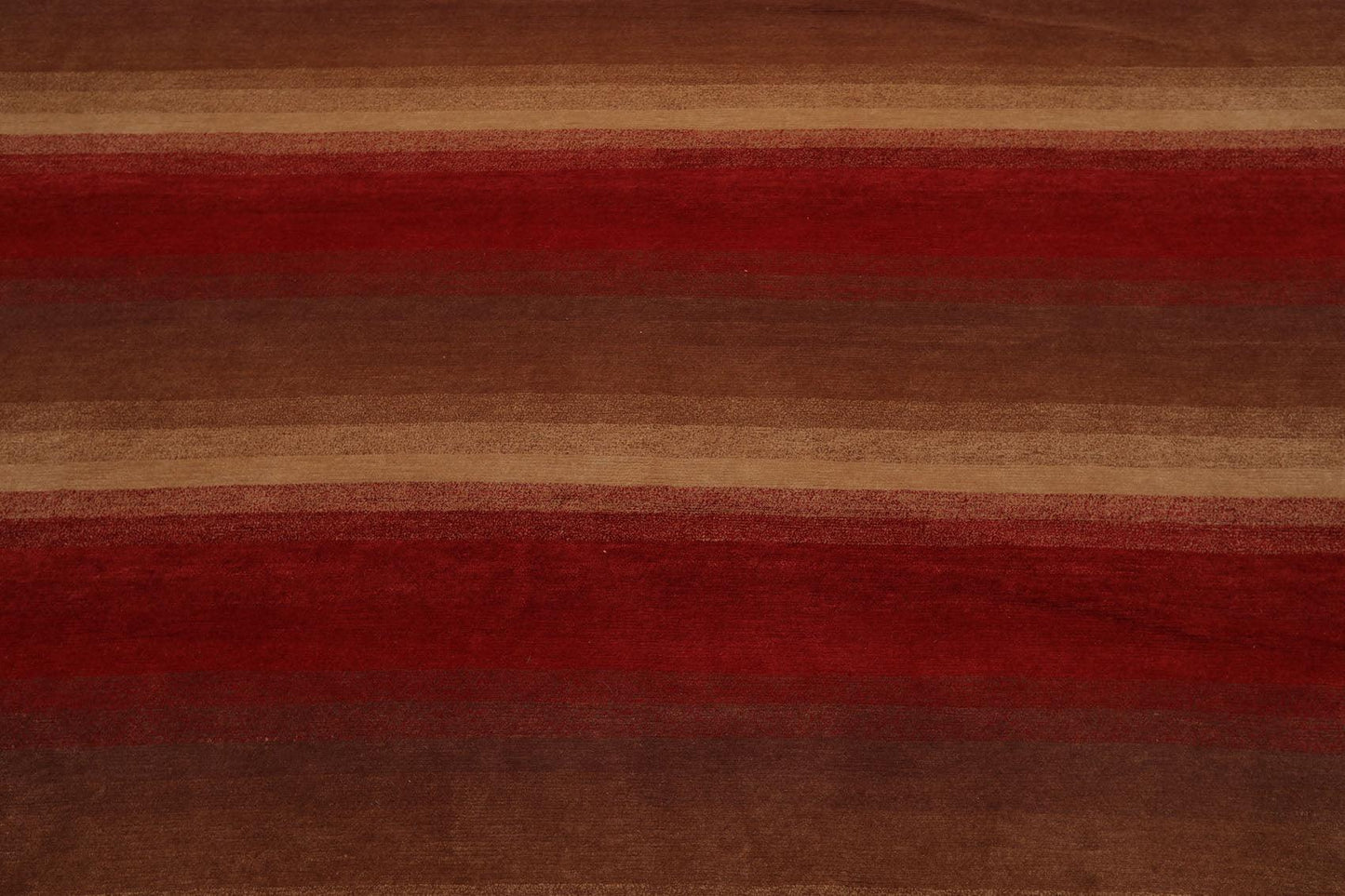 9' x 11'9" Hand Knotted Tibetan Wool Stripes Modern Oriental Area Rug Brown