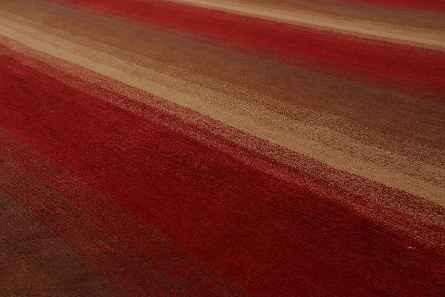 9' x 11'9" Hand Knotted Tibetan Wool Stripes Modern Oriental Area Rug Brown