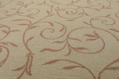8'10" x 12'3" Hand Knotted Tibetan Wool Botanical 200KPSI Oriental Area Rug Moss