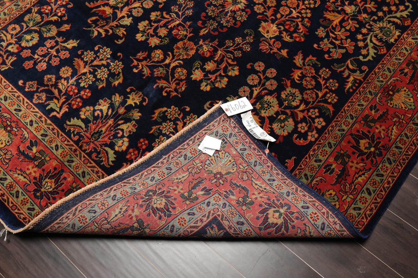 5'9" x 9'2" Hand Knotted 100% Wool Traditional Sarouk Oriental Area Rug Navy