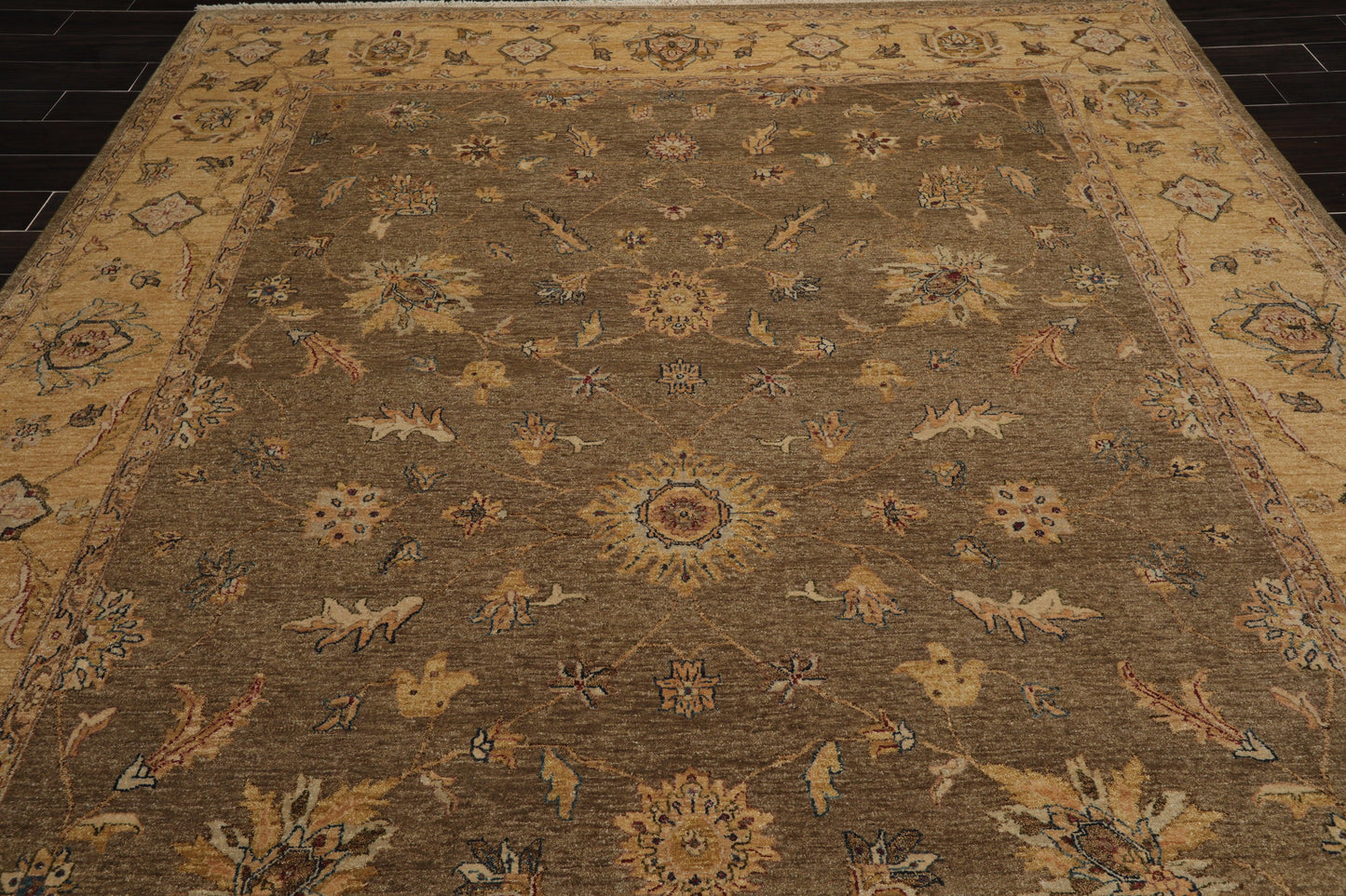 9' x 11'8" Hand Knotted 100% Wool Agra Vegetable Dyes Oriental Area Rug Moss