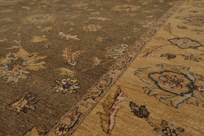 9' x 11'8" Hand Knotted 100% Wool Agra Vegetable Dyes Oriental Area Rug Moss