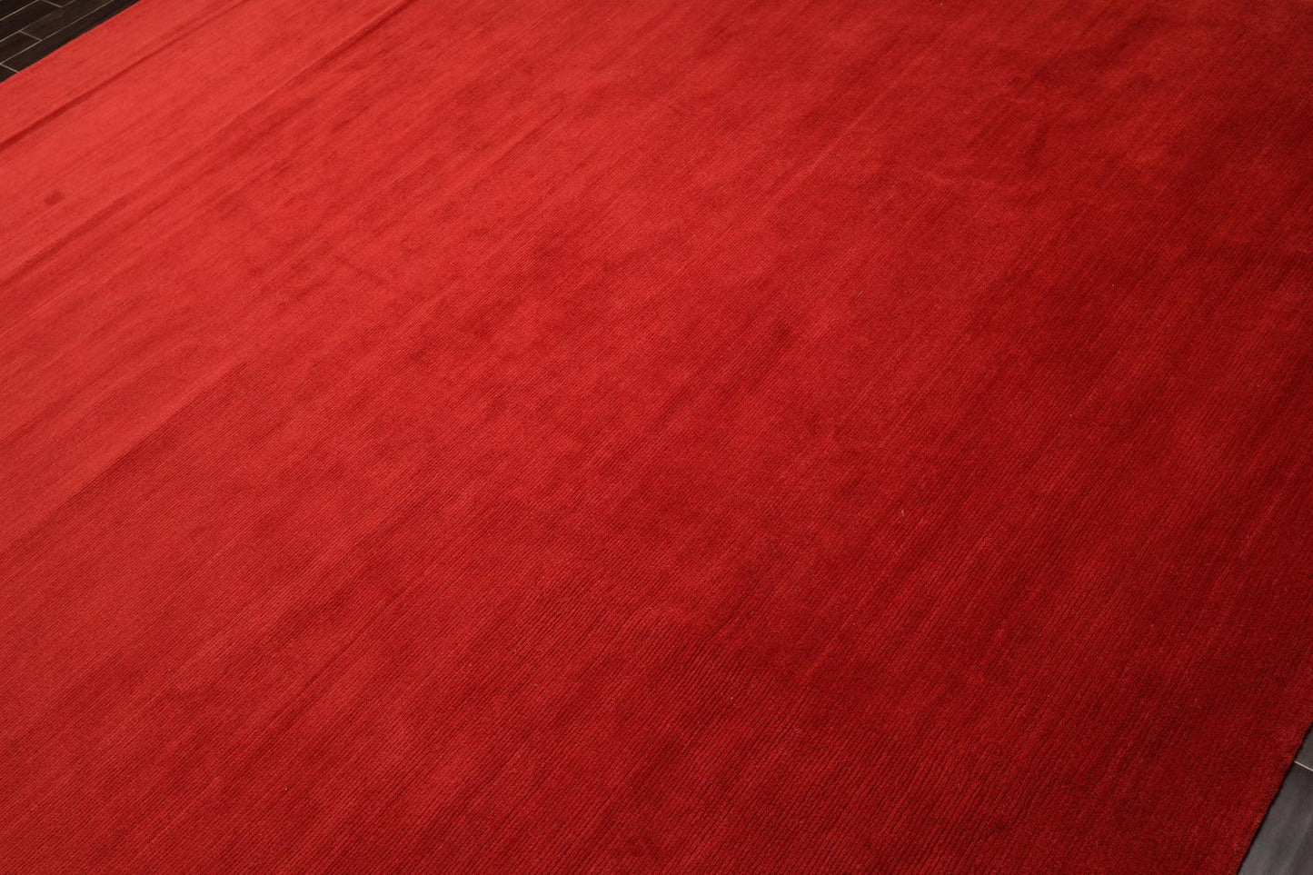 9'1" x 11'11" Hand Knotted Tibetan Wool Ribbed Designer Oriental Area Rug Red