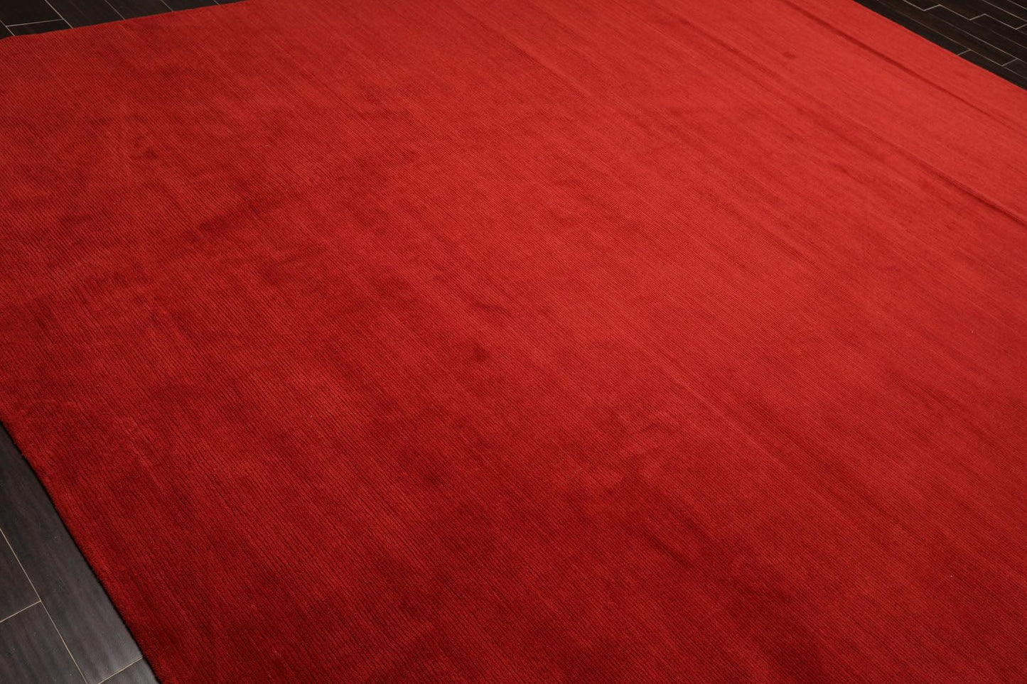 9'1" x 11'11" Hand Knotted Tibetan Wool Ribbed Designer Oriental Area Rug Red