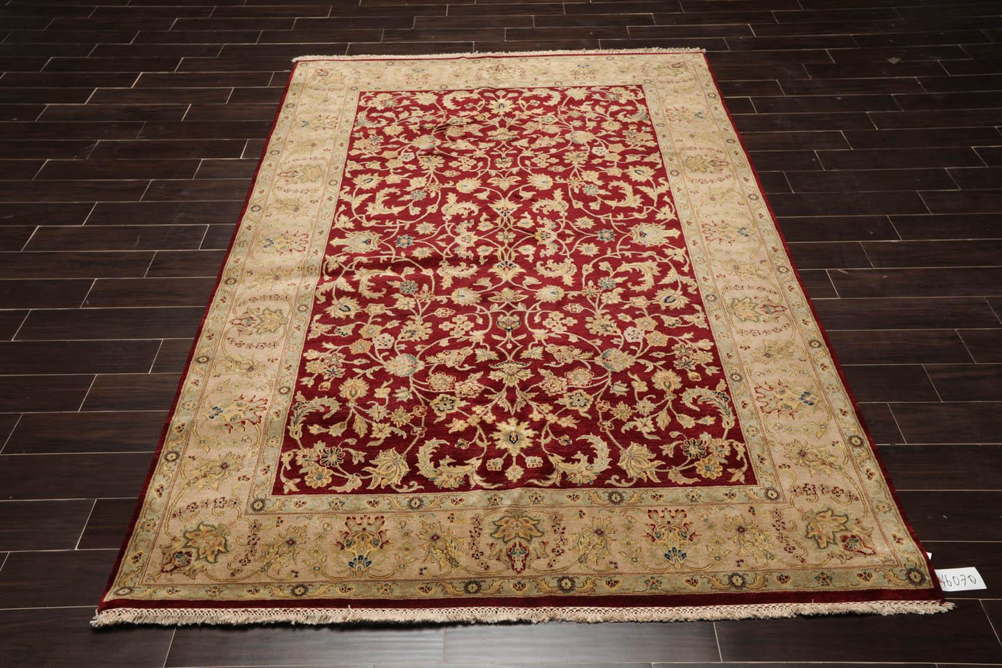 6'3" x 9'2" Hand Knotted 100% Wool Traditional Agra Oriental Area Rug Wine