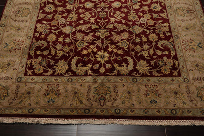 6'3" x 9'2" Hand Knotted 100% Wool Traditional Agra Oriental Area Rug Wine