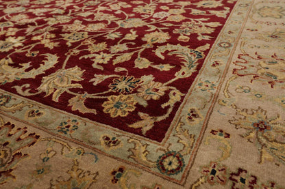 6'3" x 9'2" Hand Knotted 100% Wool Traditional Agra Oriental Area Rug Wine