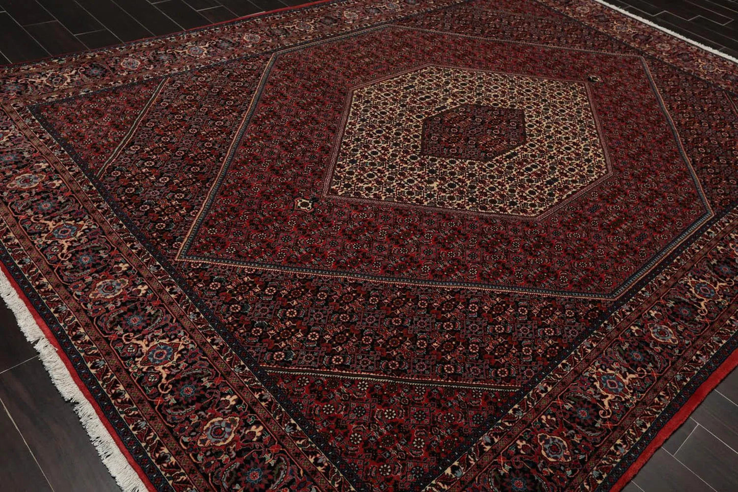 8x10 Red Hand Knotted Wool Authentic Bidjar medallion 300 KPSI Persian Oriental Area Rug