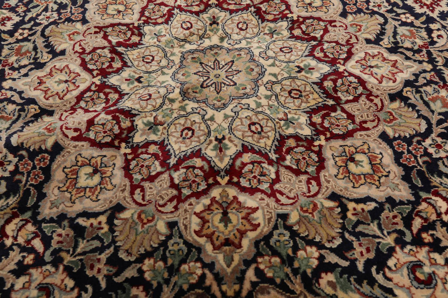 6'8" x 9'' Hand Knotted Wool Tabriz 16/18 Pak Persian 300 KPSI Area Rug Navy