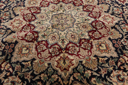 6'8" x 9'' Hand Knotted Wool Tabriz 16/18 Pak Persian 300 KPSI Area Rug Navy