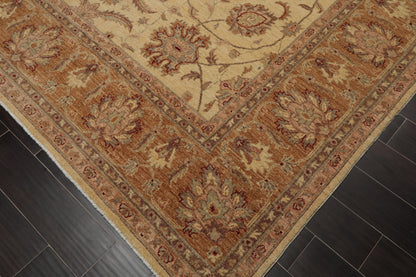 8'2" x 11'4" Hand Knotted Wool Stone Wash Peshawar Vegetable Dyes Area Rug Beige