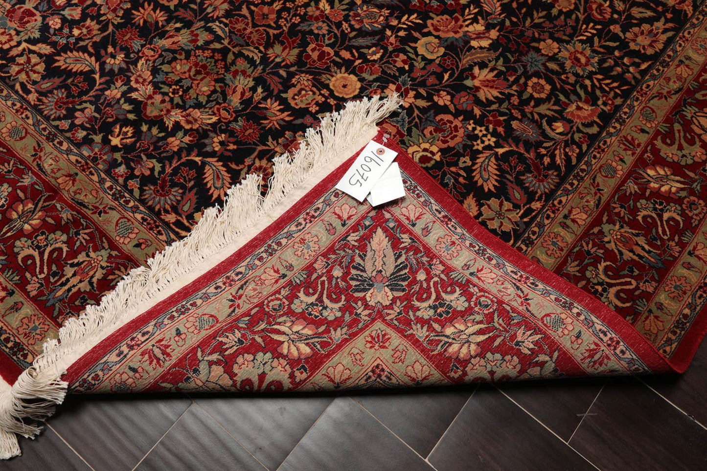 5'11" x 9' Hand Knotted Wool 300 KPSI Sarouk Oriental Area Rug Midnight Blue