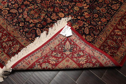 5'11" x 9' Hand Knotted Wool 300 KPSI Sarouk Oriental Area Rug Midnight Blue
