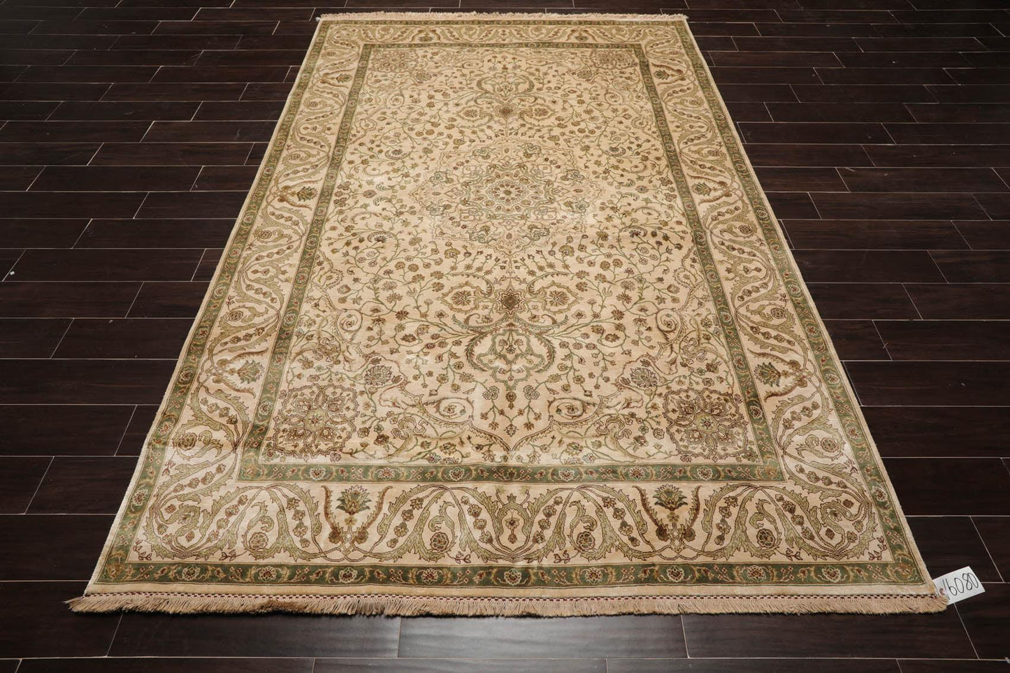 6'2" x 8'10" Hand Knotted 100% Silk Traditional 250 KPSI Oriental Area Rug Beige
