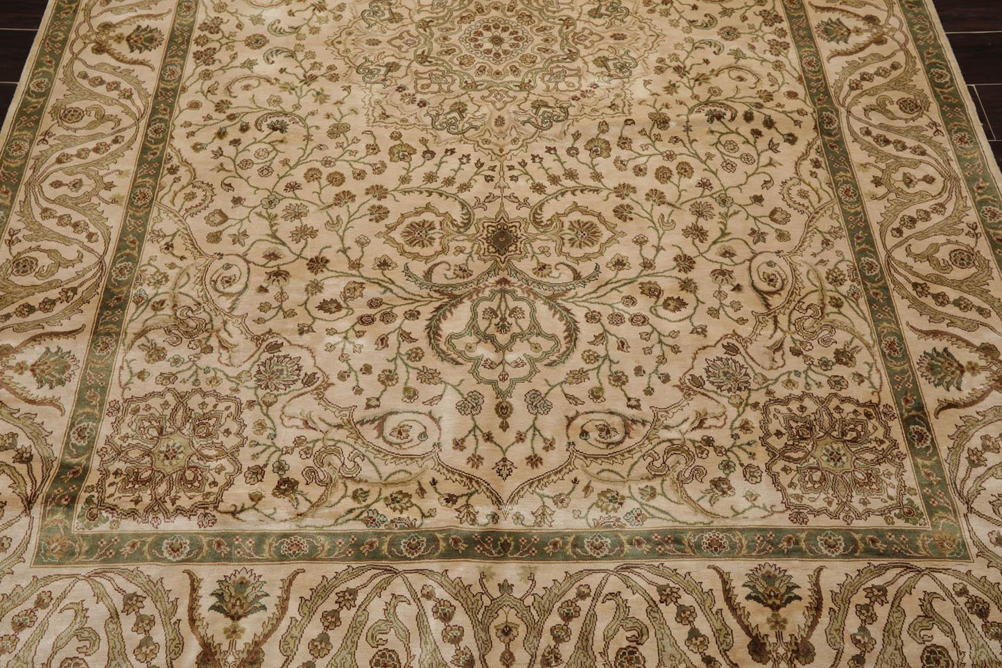 6'2" x 8'10" Hand Knotted 100% Silk Traditional 250 KPSI Oriental Area Rug Beige