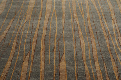 7'9"x9'9" Hand Knotted Wool Stone Wash Peshawar Vegetable Dye Area Rug Gray Blue