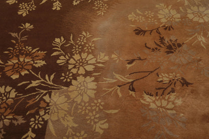 8' x 10' Handmade 100% Wool Botanical Transitional Oriental Area Rug Brown