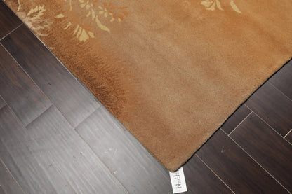 8' x 10' Handmade 100% Wool Botanical Transitional Oriental Area Rug Brown