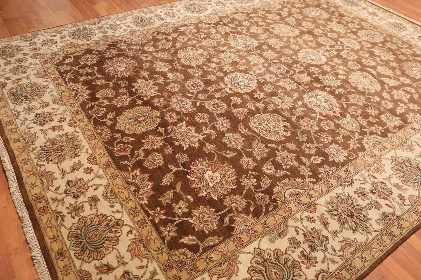9x12 Brown, Beige Hand Knotted 100% Wool Agra 200 KPSI Oriental Area Rug
