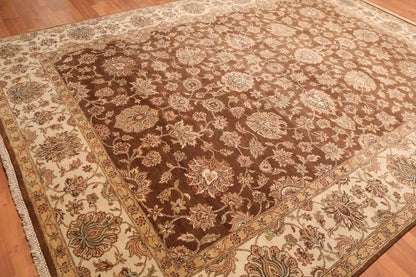 9x12 Brown, Beige Hand Knotted 100% Wool Agra 200 KPSI Oriental Area Rug