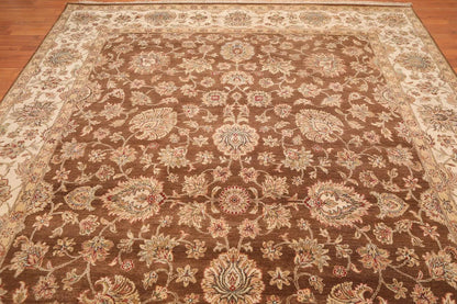 9x12 Brown, Beige Hand Knotted 100% Wool Agra 200 KPSI Oriental Area Rug