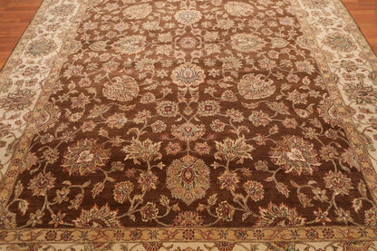 9x12 Brown, Beige Hand Knotted 100% Wool Agra 200 KPSI Oriental Area Rug