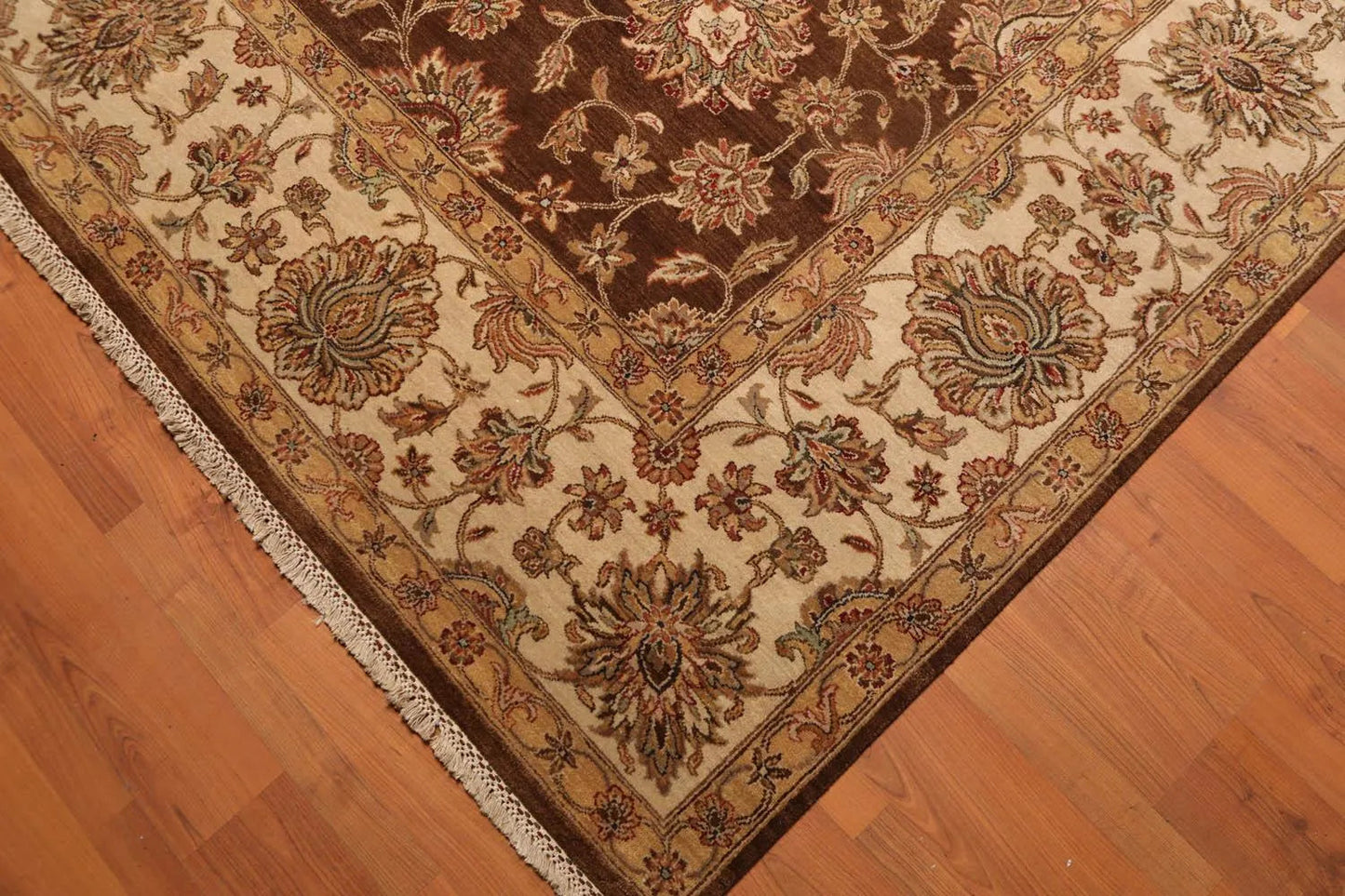 9x12 Brown, Beige Hand Knotted 100% Wool Agra 200 KPSI Oriental Area Rug