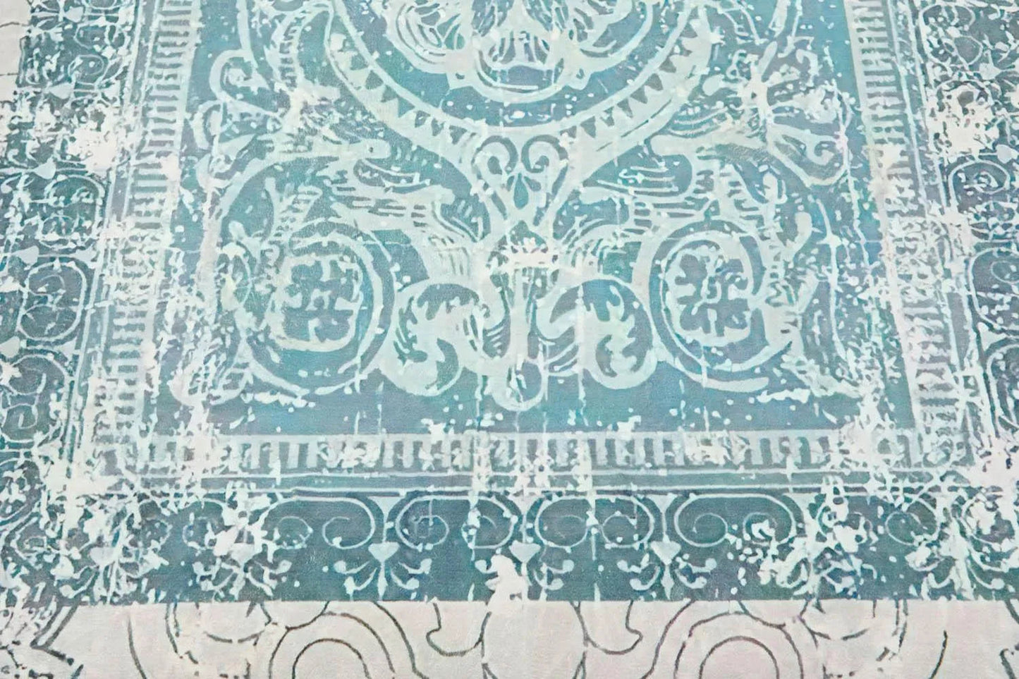 Multi Sizes Aqua, Beige Machine Made Modern & Contemporary Velvety Soft Pile Tibetan Oriental Area Rug
