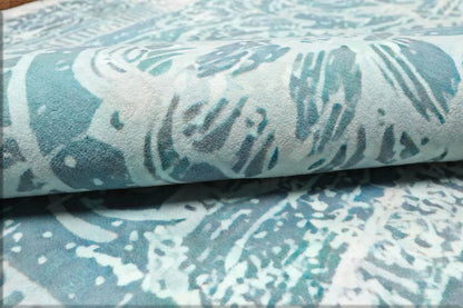Multi Sizes Aqua, Beige Machine Made Modern & Contemporary Velvety Soft Pile Tibetan Oriental Area Rug
