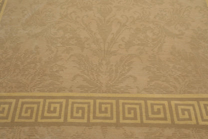 8' x 9'9" Hand Knotted Damask Greek Key Tibetan Area Rug Beige