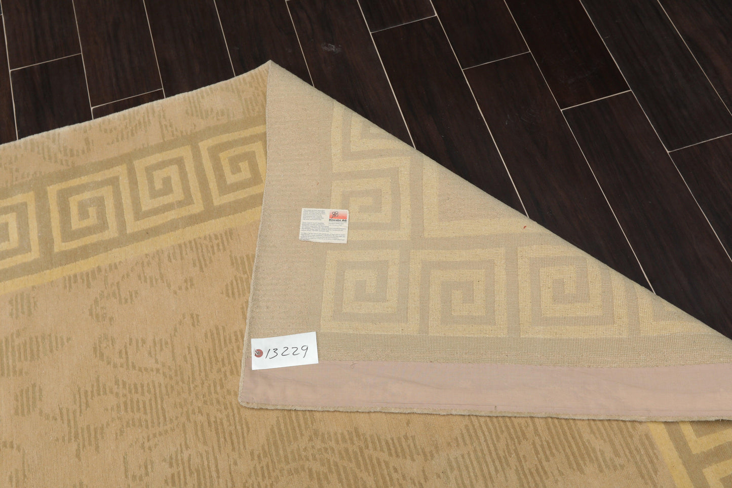 8' x 9'9" Hand Knotted Damask Greek Key Tibetan Area Rug Beige