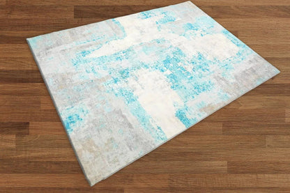Multi Sizes Modern & Contemporary Velvety Soft Pile Oriental Area Rug Aqua, Beige Bastian