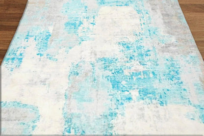 Multi Sizes Modern & Contemporary Velvety Soft Pile Oriental Area Rug Aqua, Beige Bastian