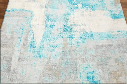 Multi Sizes Modern & Contemporary Velvety Soft Pile Oriental Area Rug Aqua, Beige Bastian
