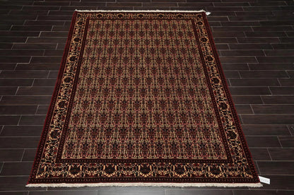 6x9 Ivory, Rust Hand Knotted 100% Wool Vase 200 KPSI Authentic Persian Oriental Area Rug
