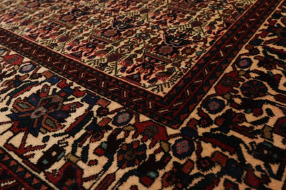 6x9 Ivory, Rust Hand Knotted 100% Wool Vase 200 KPSI Authentic Persian Oriental Area Rug