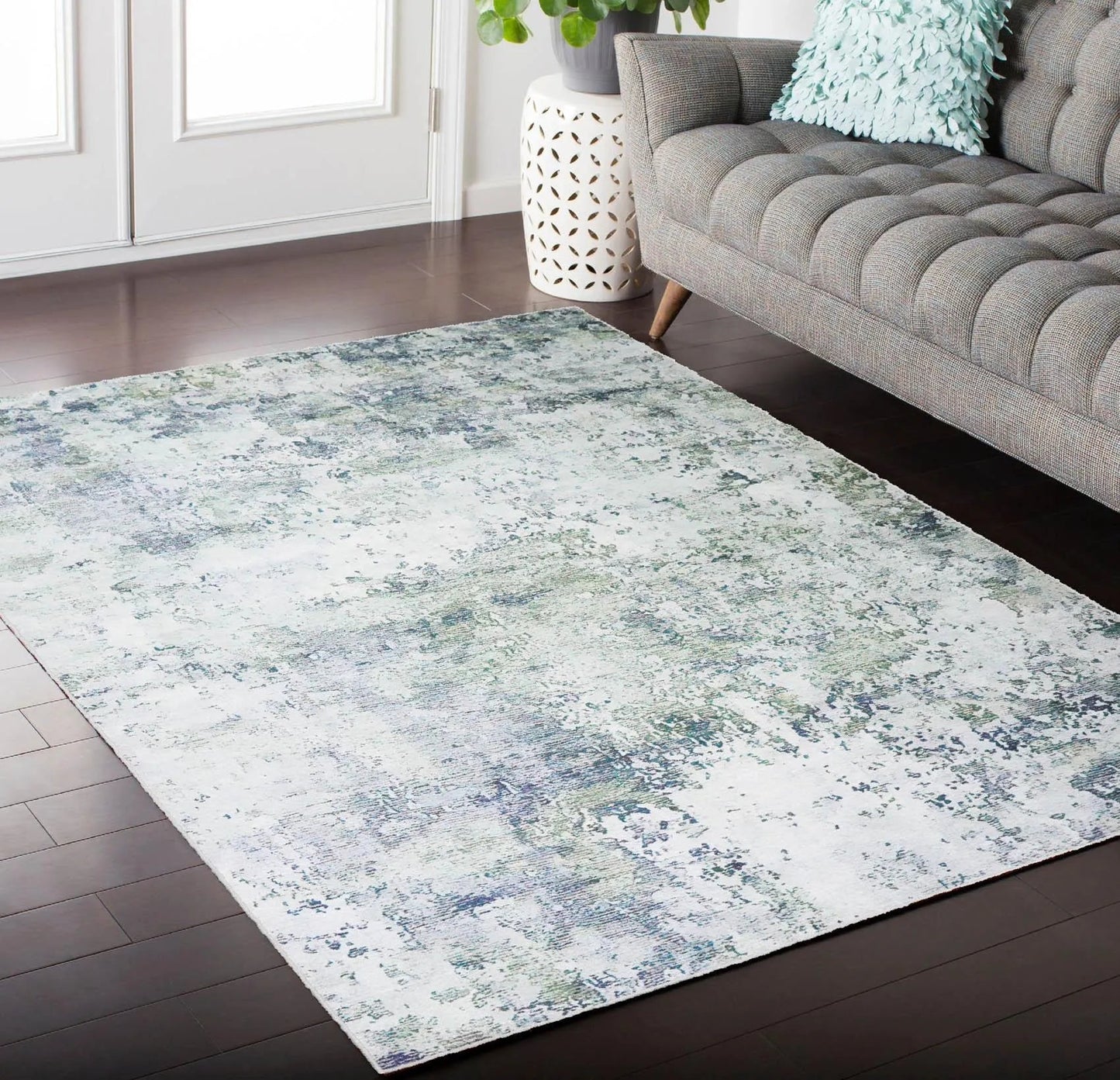 5' x 7' LoomBloom Micro Printed Cotton Herizz Modern Oriental Area Rug Beige