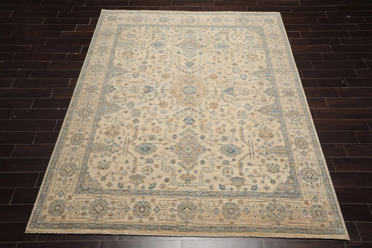 8x10 Beige Hand Knotted Traditional Wool Oriental Area Rug