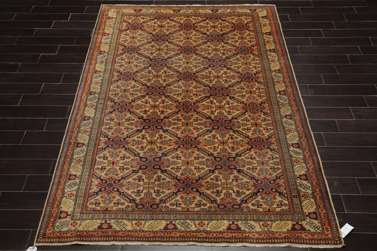 6'6" x 9'8" Hand Knotted 100% Wool Superfine 200 KPSI Oriental Area Rug Tan