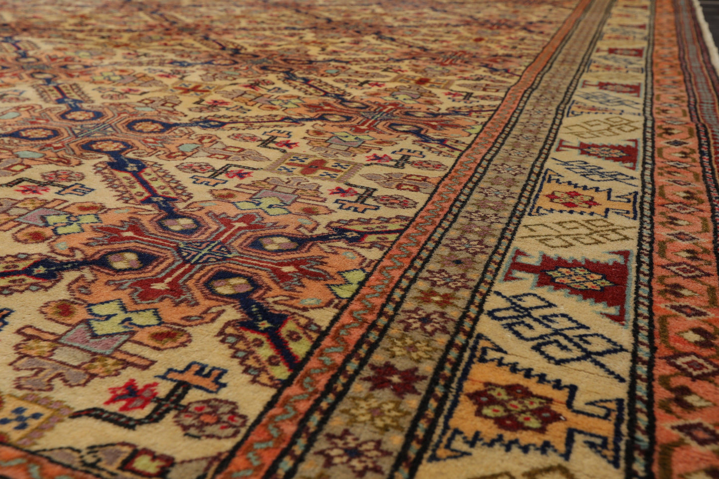 6'6" x 9'8" Hand Knotted 100% Wool Superfine 200 KPSI Oriental Area Rug Tan