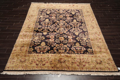 Hand Knotted Wool Sarouk 250KPSI Oriental Area Rug Dark Chocolate 7'11" x 9'10"