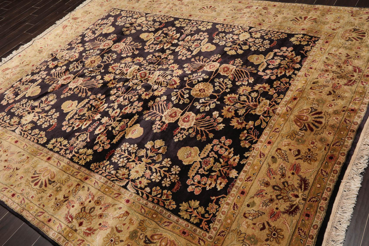 Hand Knotted Wool Sarouk 250KPSI Oriental Area Rug Dark Chocolate 7'11" x 9'10"